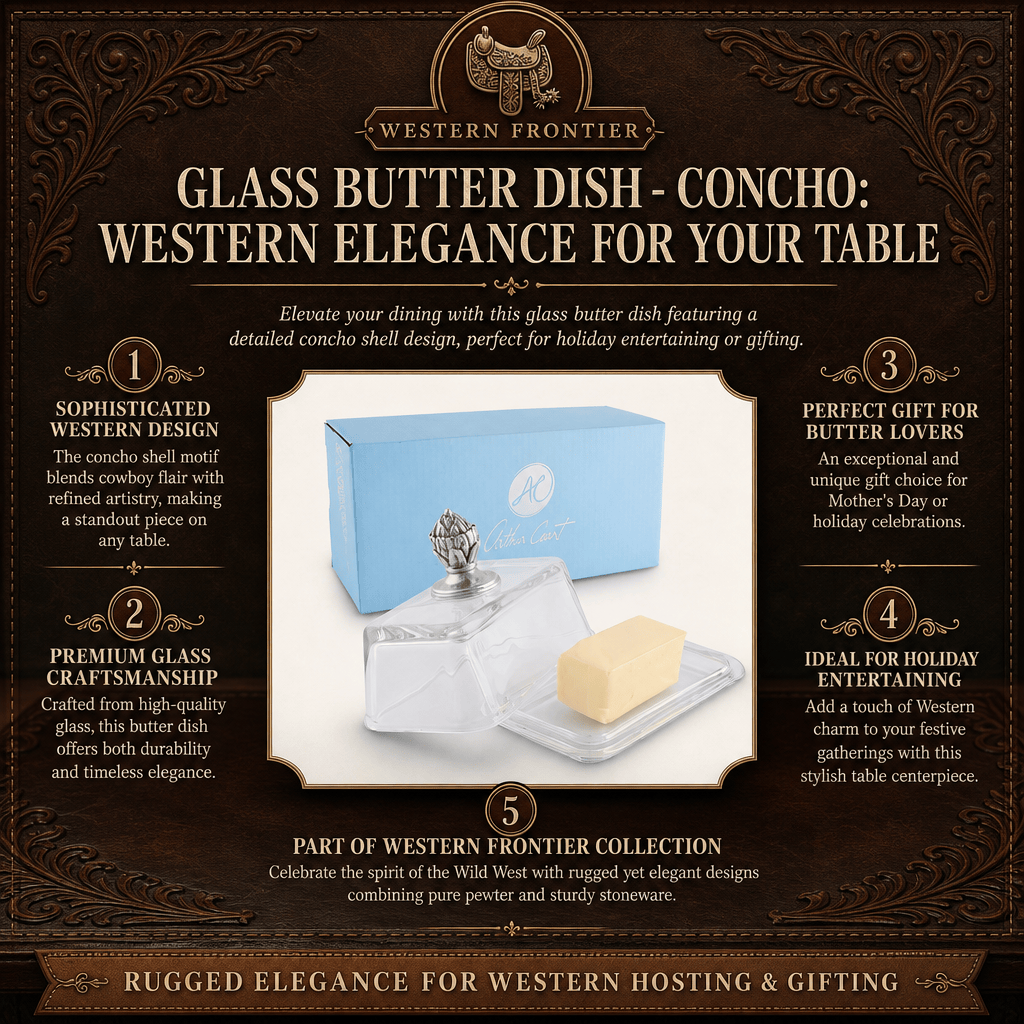 Glass Butter Dish - Concho: Western Elegance for Your Table