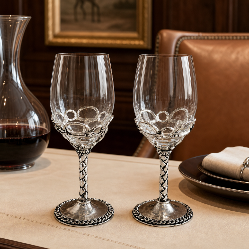 Equestrian Pair of Wine Glasses 5