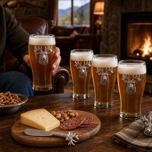Elk Head Beer Pint Glasses - Set of 4 6