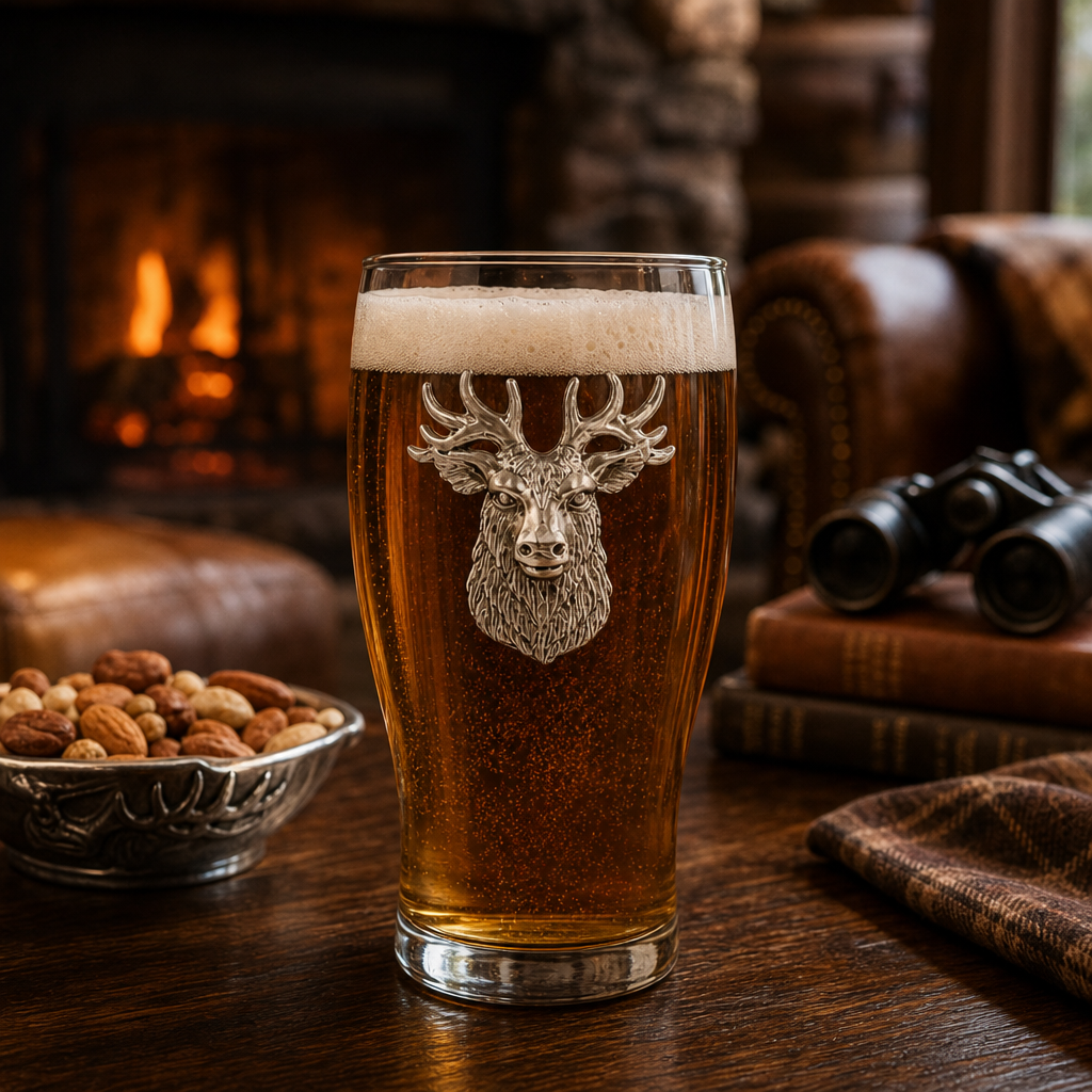 Elk Head Beer Pint Glasses - Set of 4 8