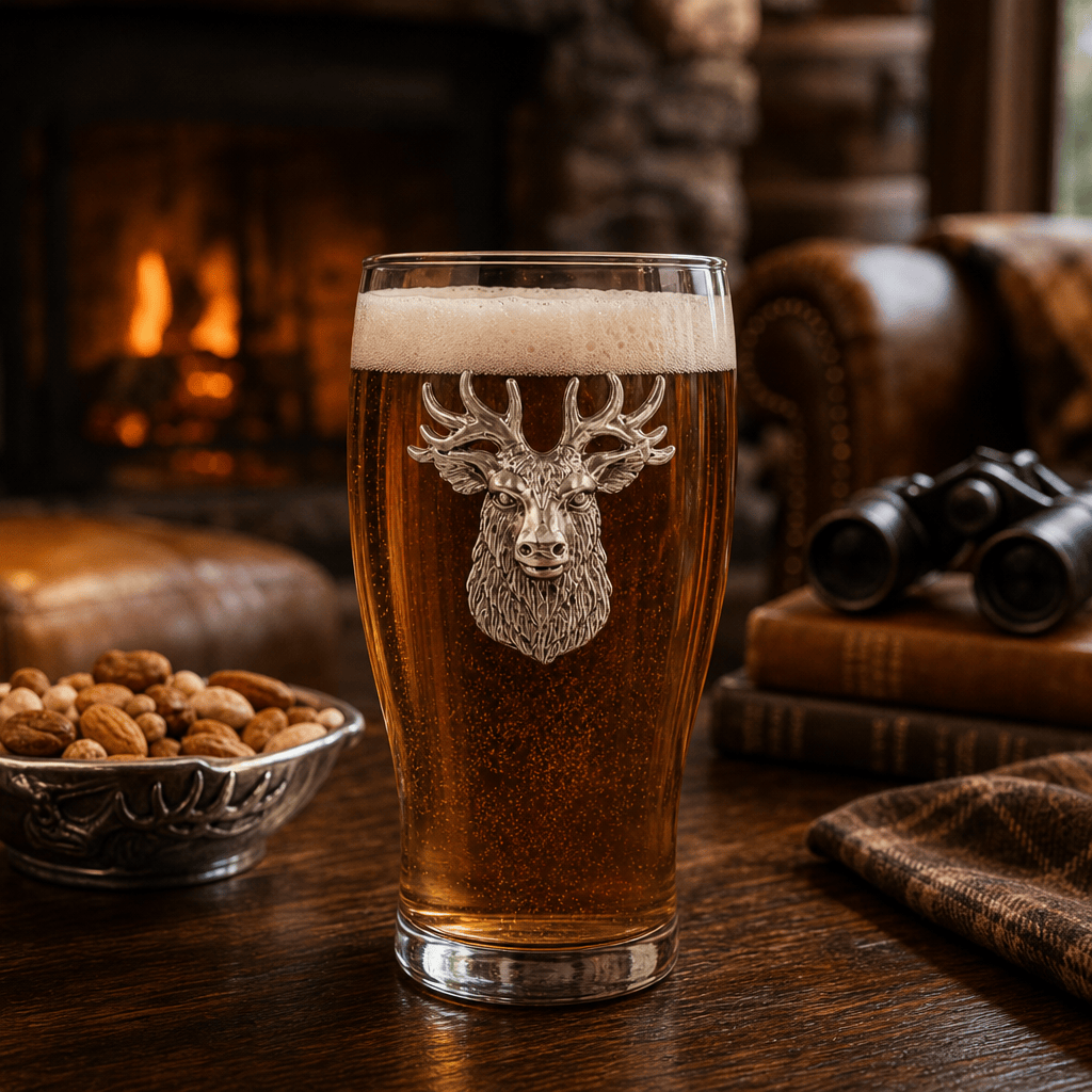 Arthur Court Antler Elk Head Beer Pint Glasses - Set of 4
