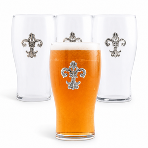 Fleur de Lis Beer Pint Glasses - Set of 4 1
