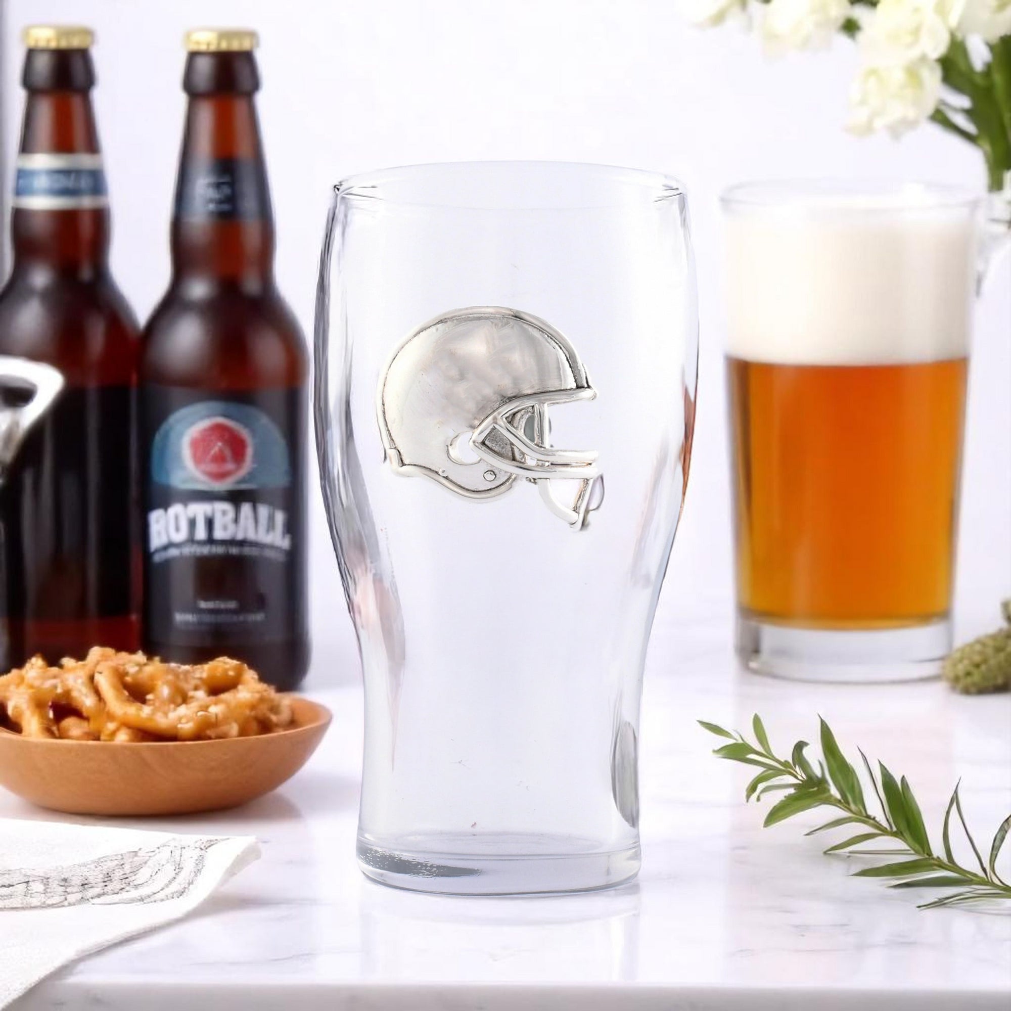 Football Beer Pint Glasses - Set of 4