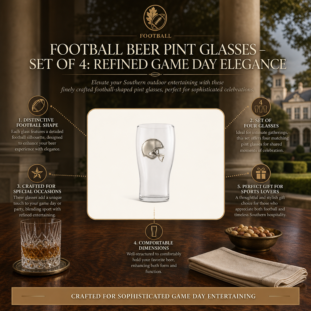 Football Beer Pint Glasses - Set of 4: Refined Game Day Elegance
