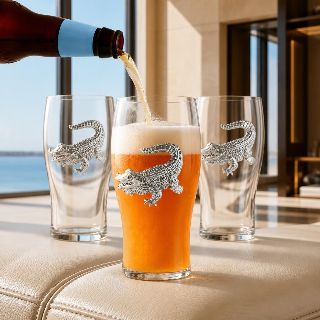 Alligator Beer Pint Glasses - Set of 4 1