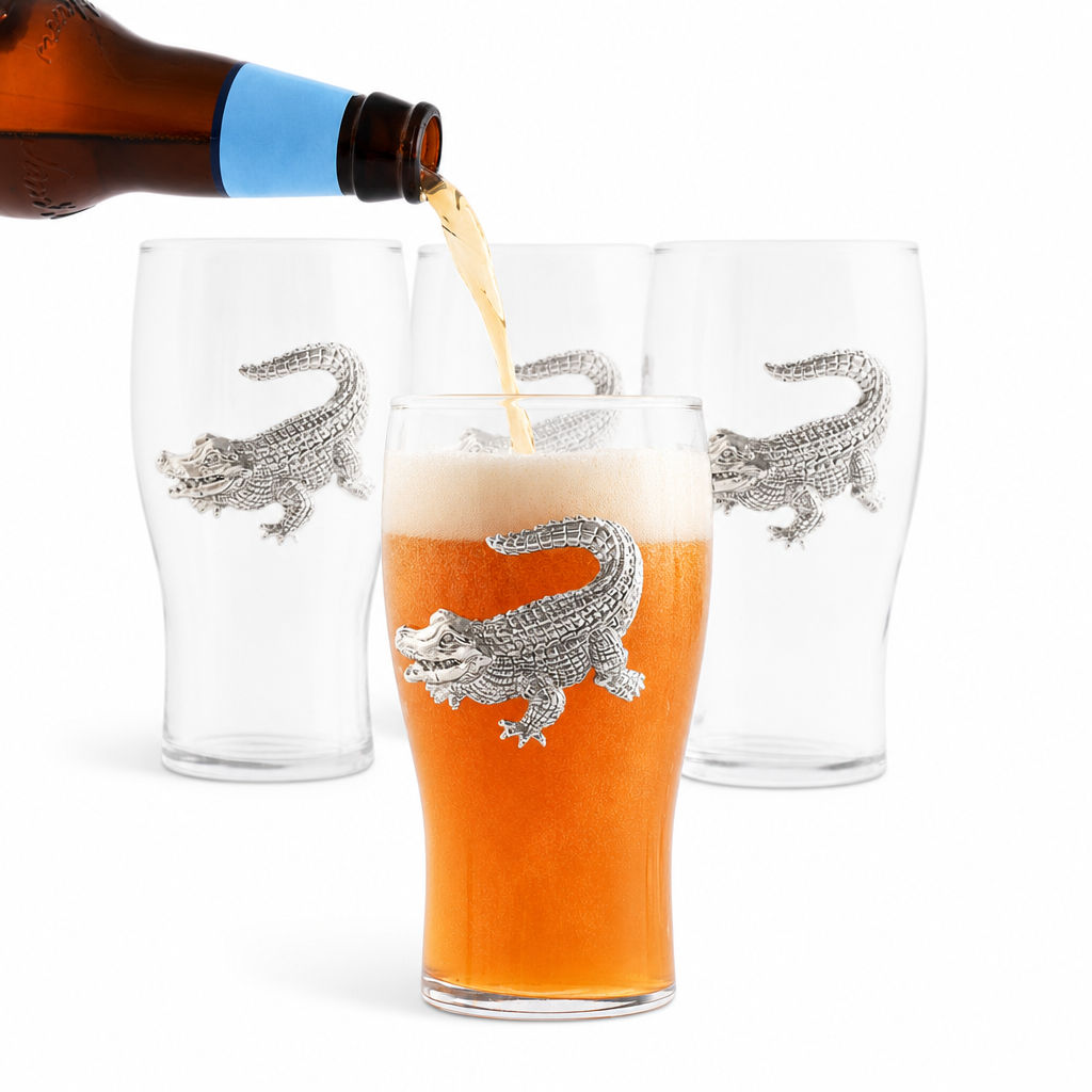 Alligator Beer Pint Glasses - Set of 4 1