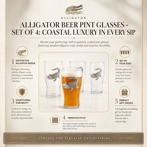 Alligator Beer Pint Glasses - Set of 4 7