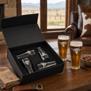 Longhorn Beer Pint Glasses - Set of 4 5