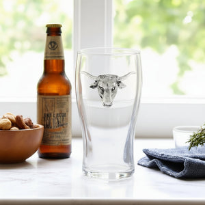 Longhorn Beer Pint Glasses - Set of 4 12