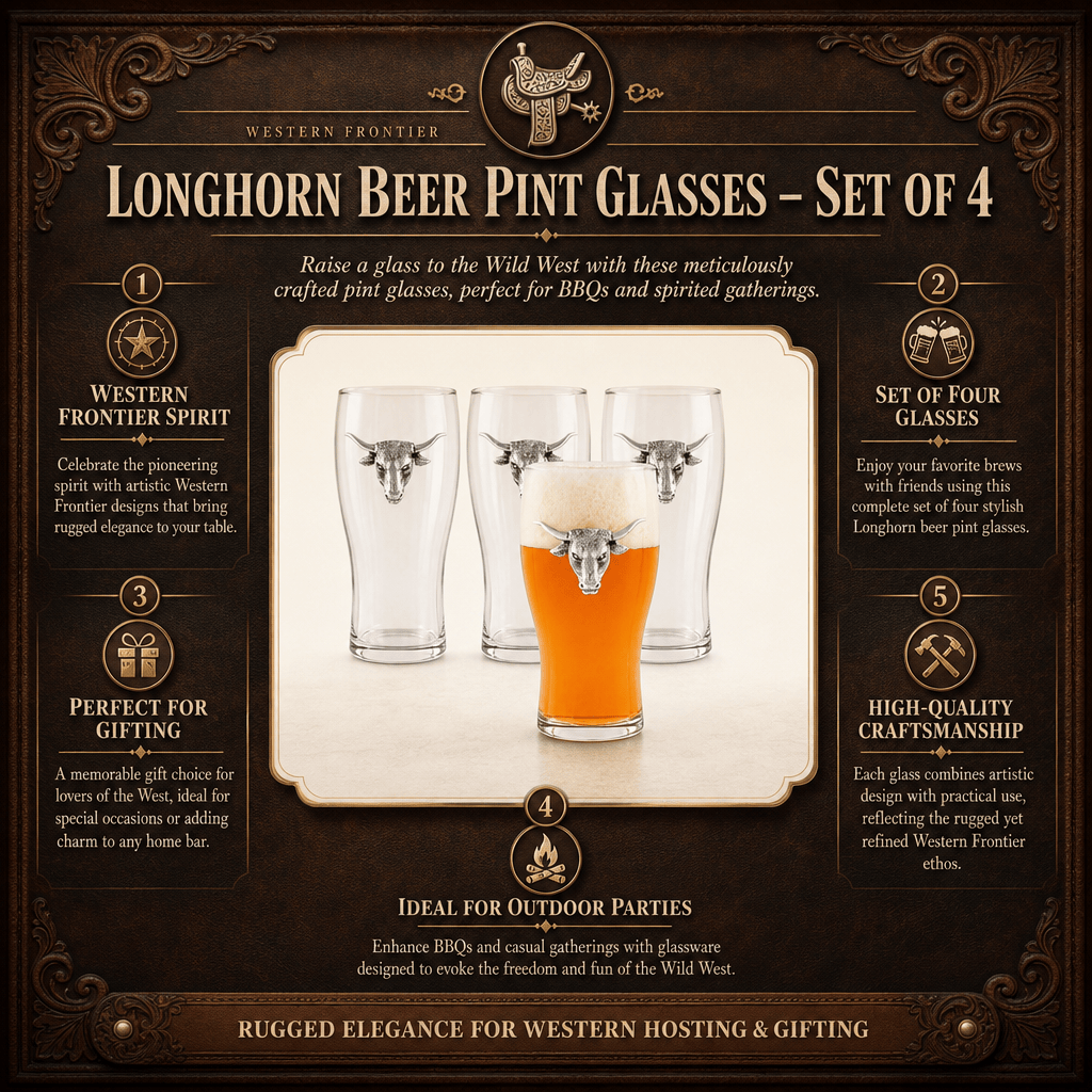 Longhorn Beer Pint Glasses – Set of 4