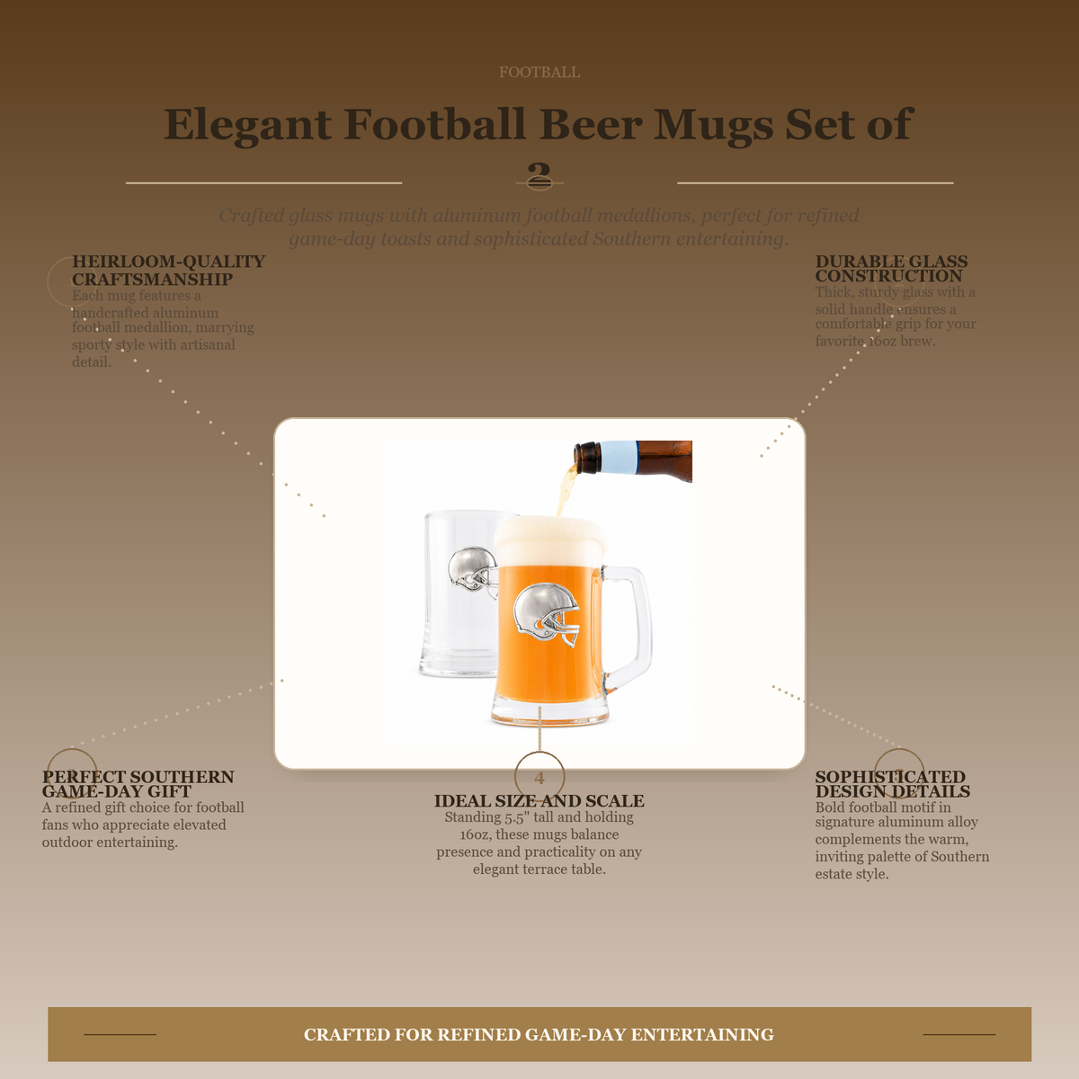 Football Beer Mugs - Set of 2 11