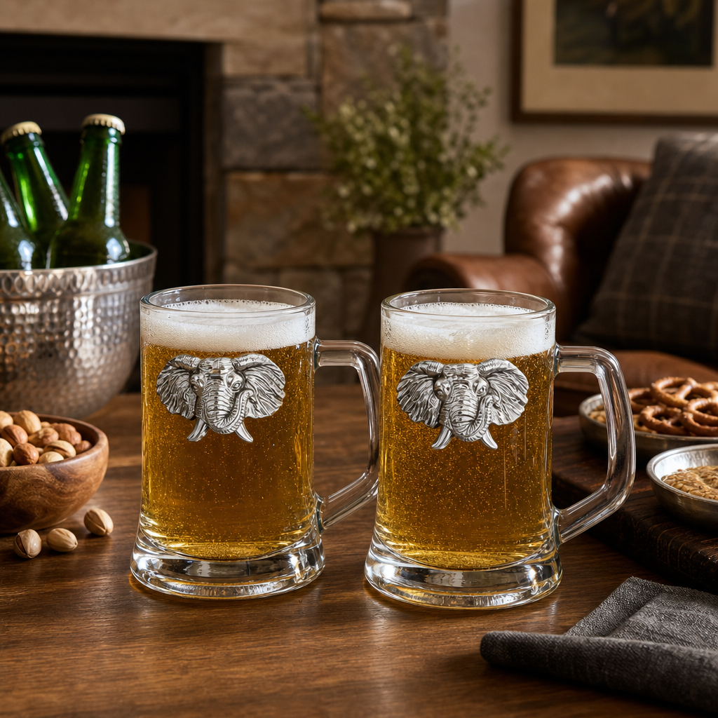 Elephant Beer Mugs - Set of 2 8