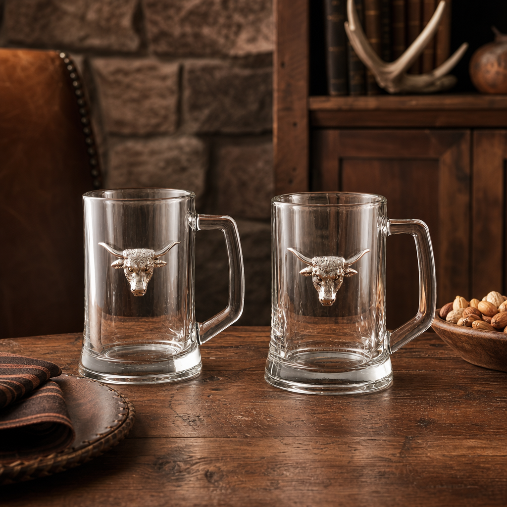 Longhorn Beer Mugs - Set of 2 3