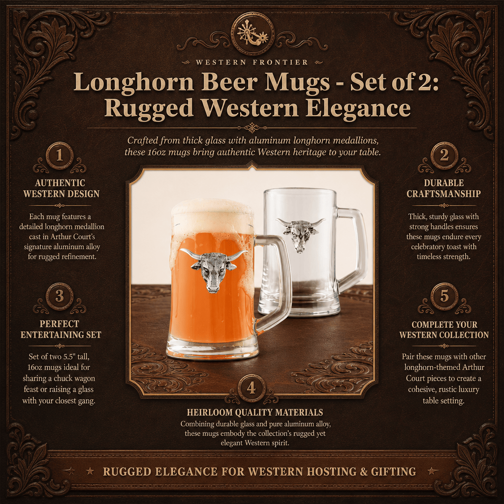 Longhorn Beer Mugs - Set of 2: Rugged Western Elegance