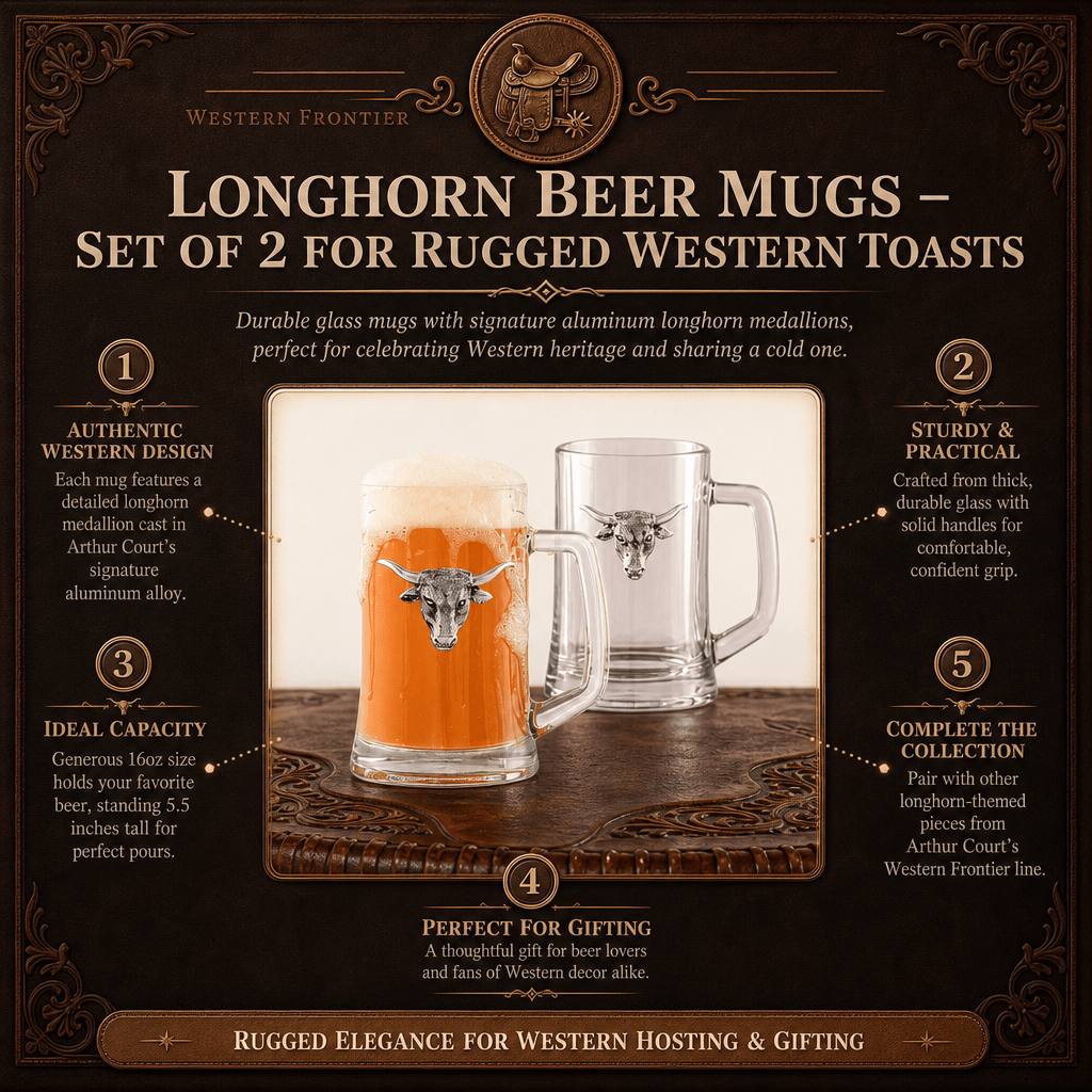 Longhorn Beer Mugs – Set of 2 for Rugged Western Toasts