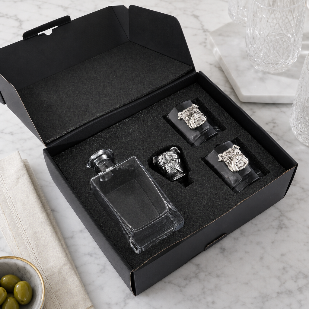 Bulldog Decanter Set with Glasses 5