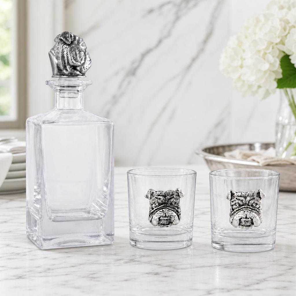 Bulldog Decanter Set with Glasses 6