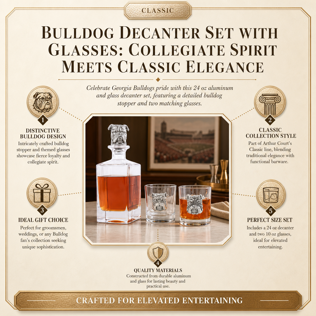 Bulldog Decanter Set with Glasses 9