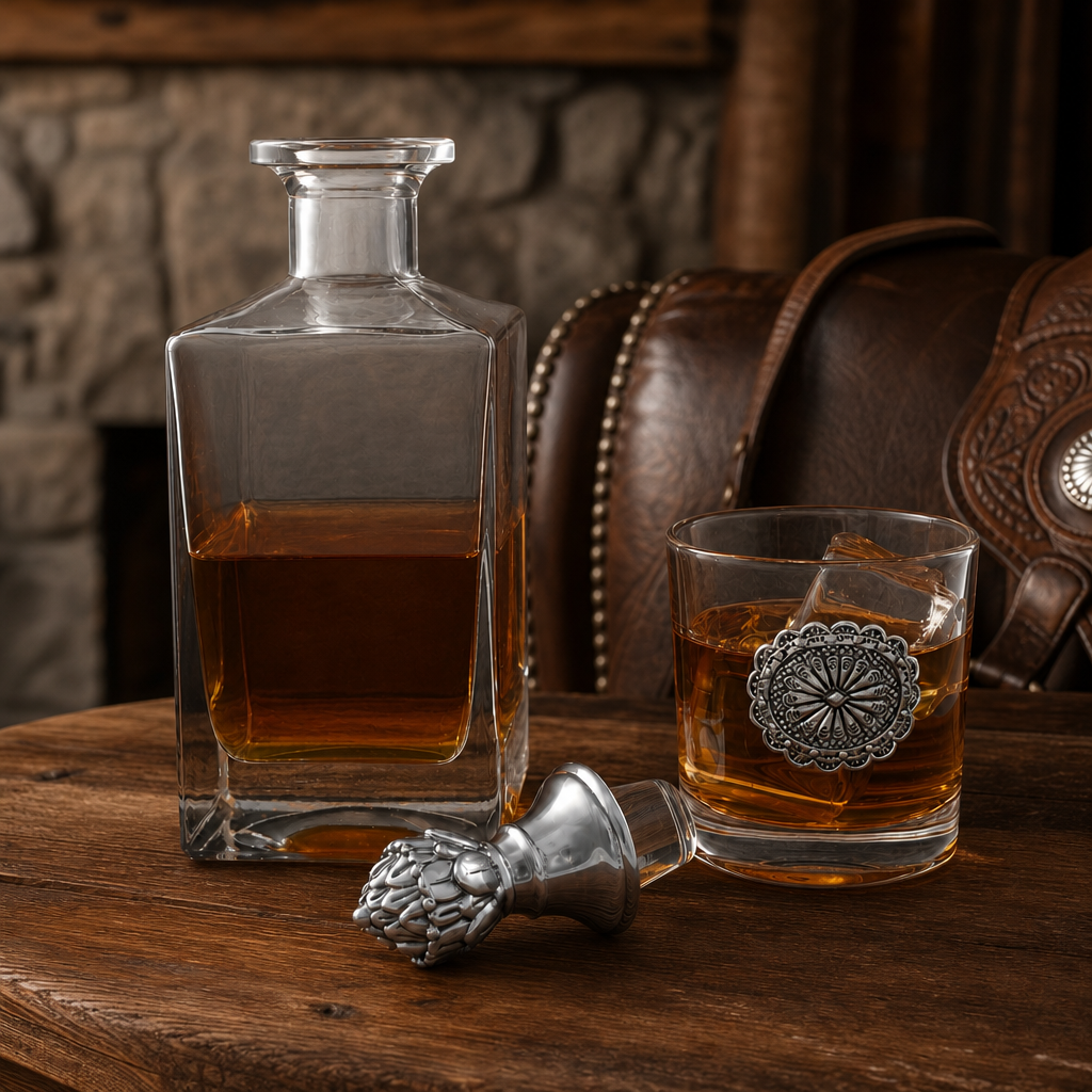 Western Concho Decanter Set with Glasses 3