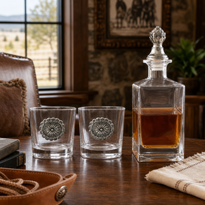 Western Concho Decanter Set with Glasses 6
