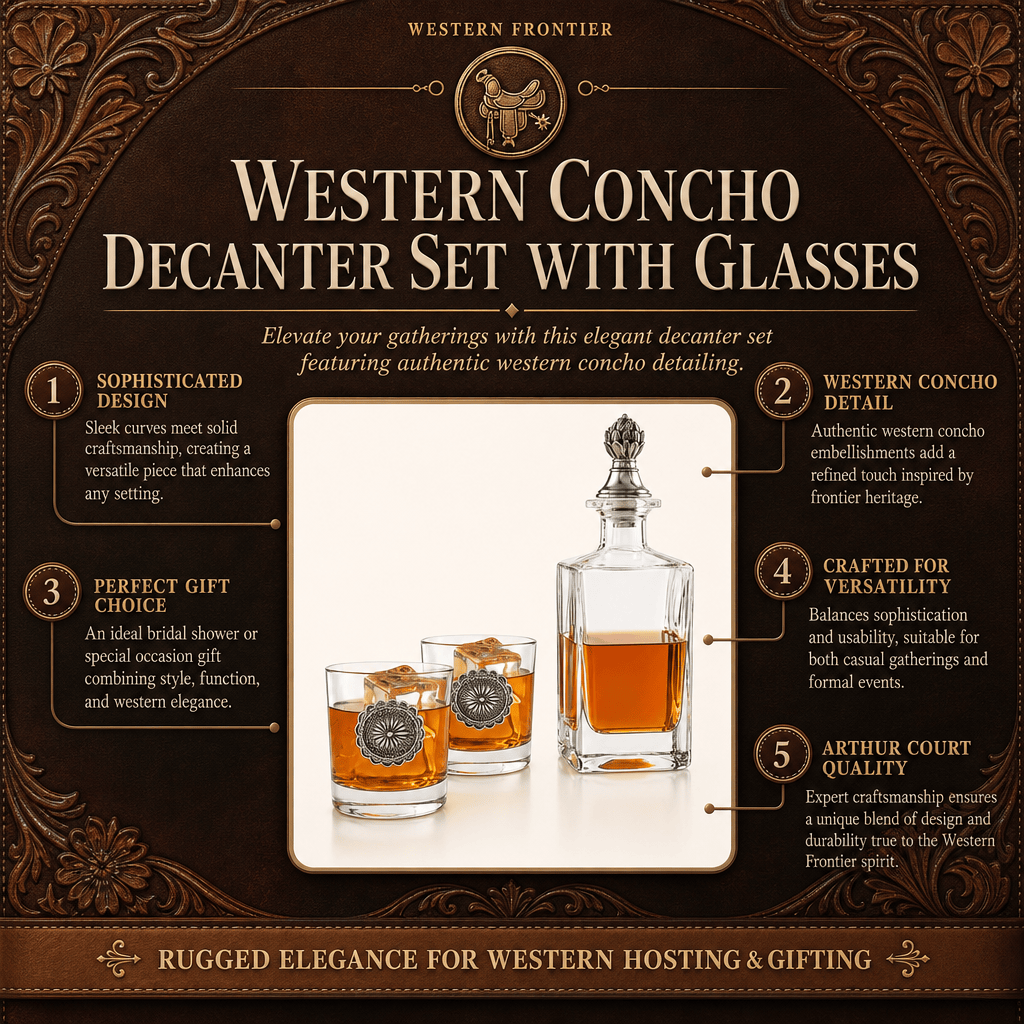 Western Concho Decanter Set with Glasses