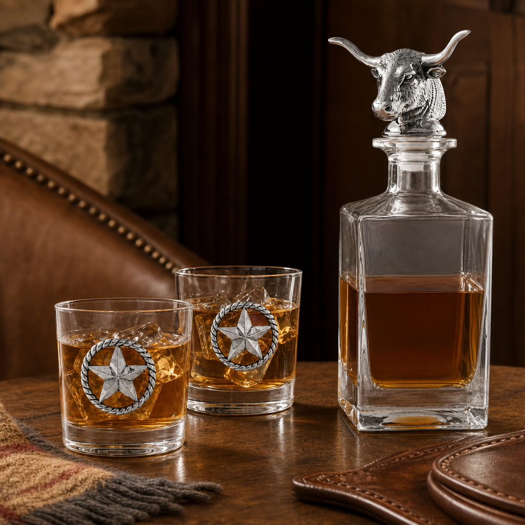 Longhorn Decanter Set with Pair of Glasses 1