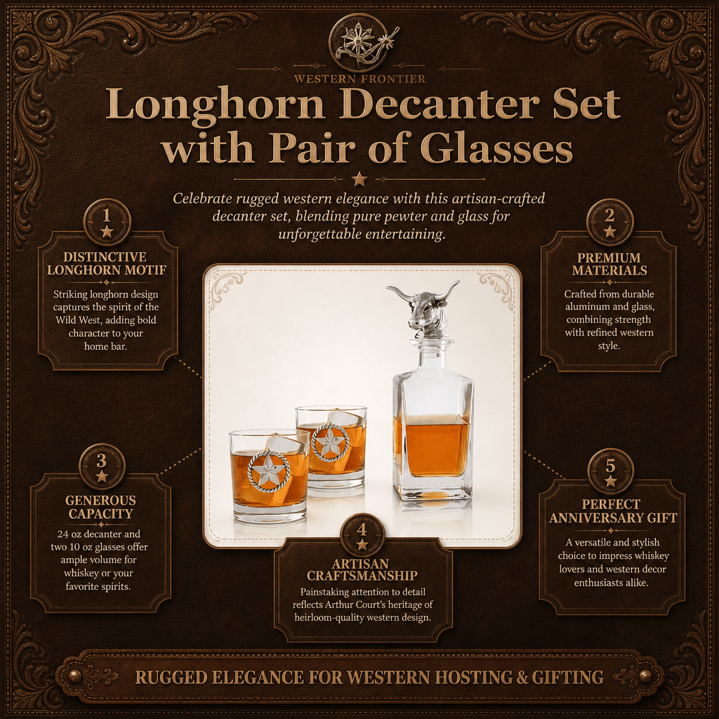 Longhorn Decanter Set with Pair of Glasses