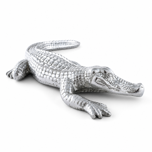 Hand Polished Aluminum Alligator Large Figurine | Tropical Tales
