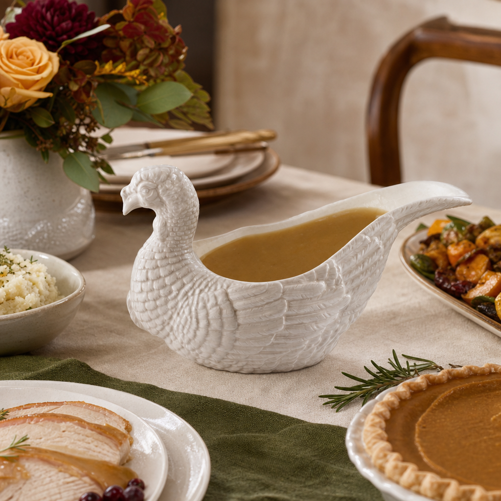 Stoneware Turkey Gravy Boat 6