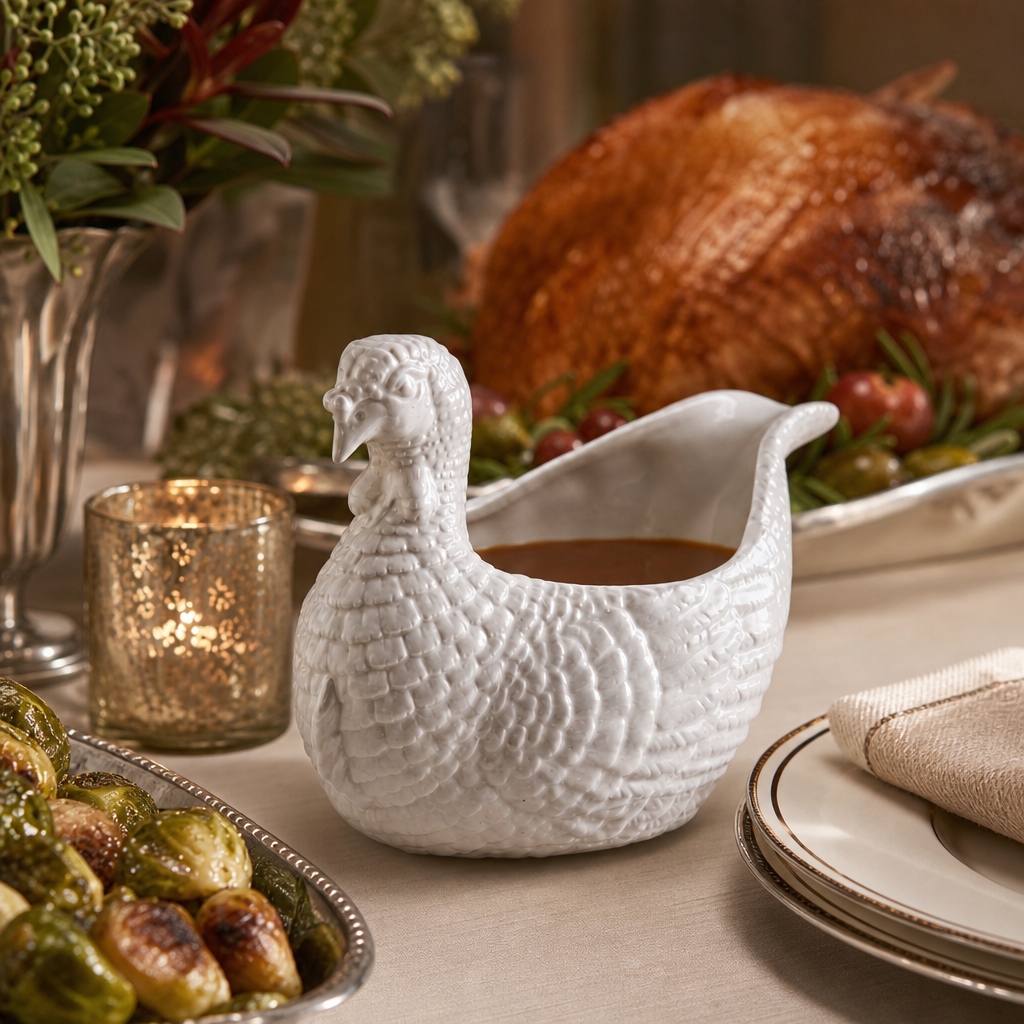 Stoneware Turkey Gravy Boat 7