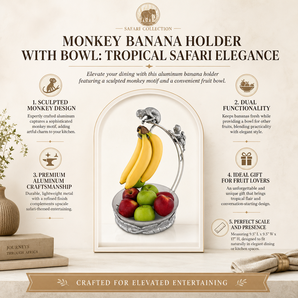 Monkey Banana Holder with Bowl: Tropical Safari Elegance