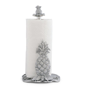 Pineapple-themed paper towel holder viewed from the front, showcasing artisanal craftsmanship in a luxury home accessory.