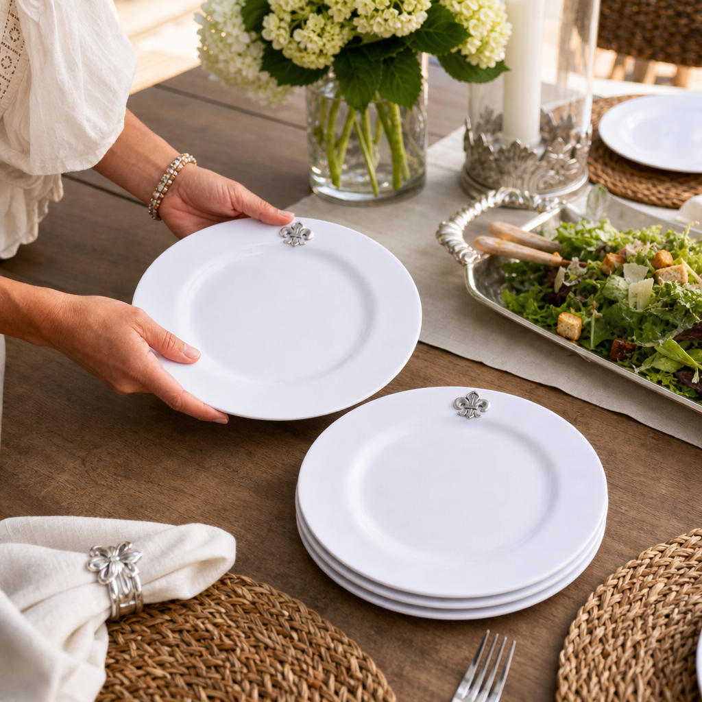Fleur de lis Melamine Lunch Plates - Set of 4 4
