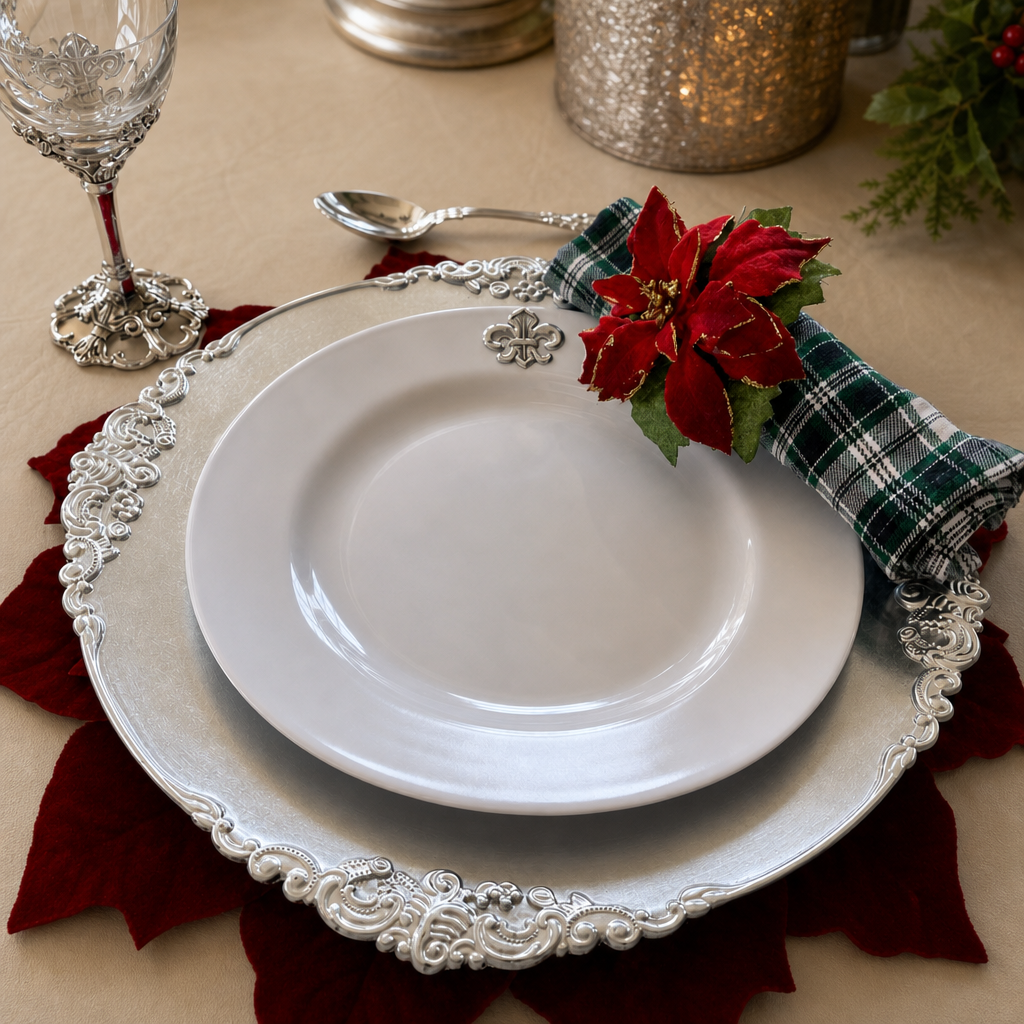Fleur de lis Melamine Lunch Plates - Set of 4 3