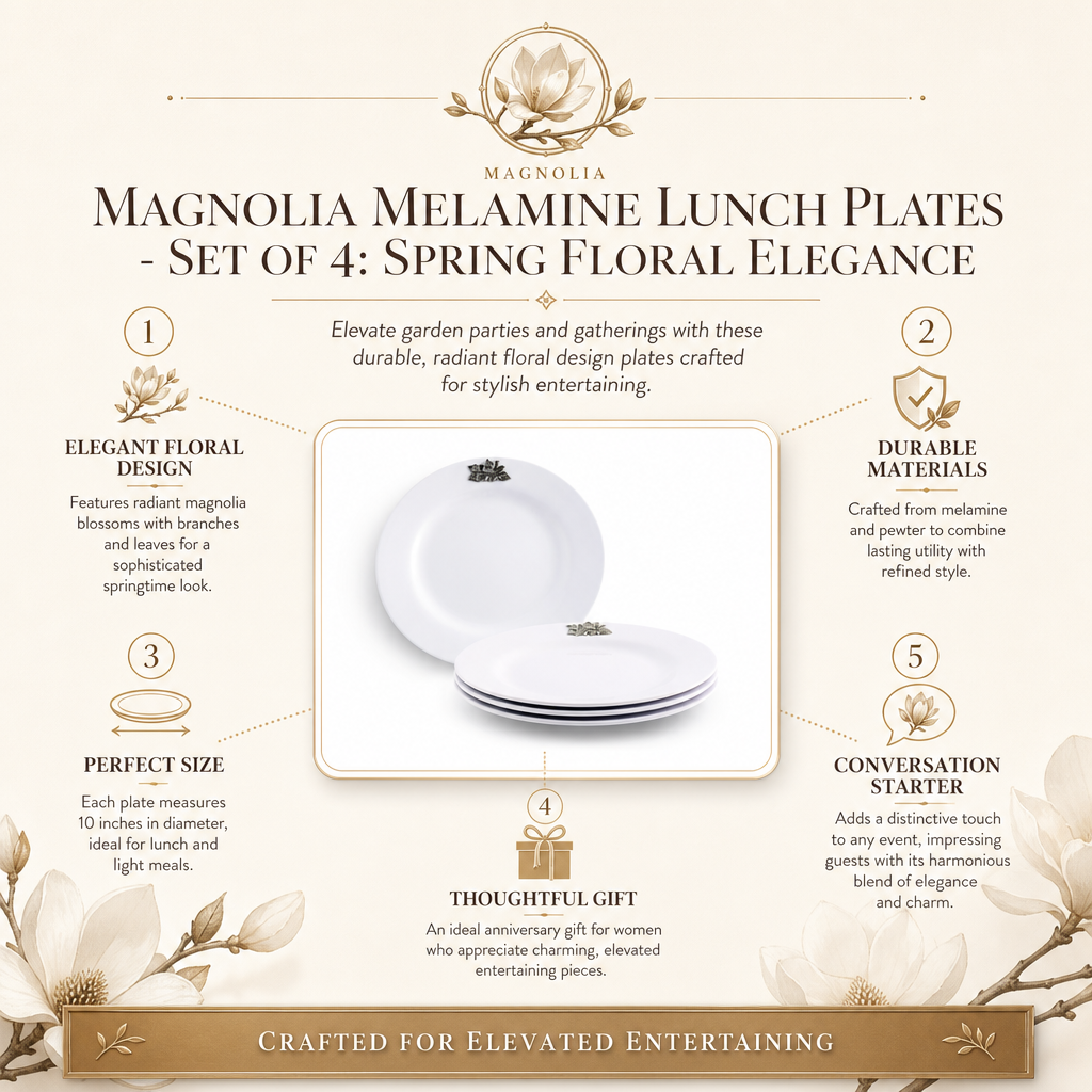Magnolia Melamine Lunch Plates - Set of 4 13