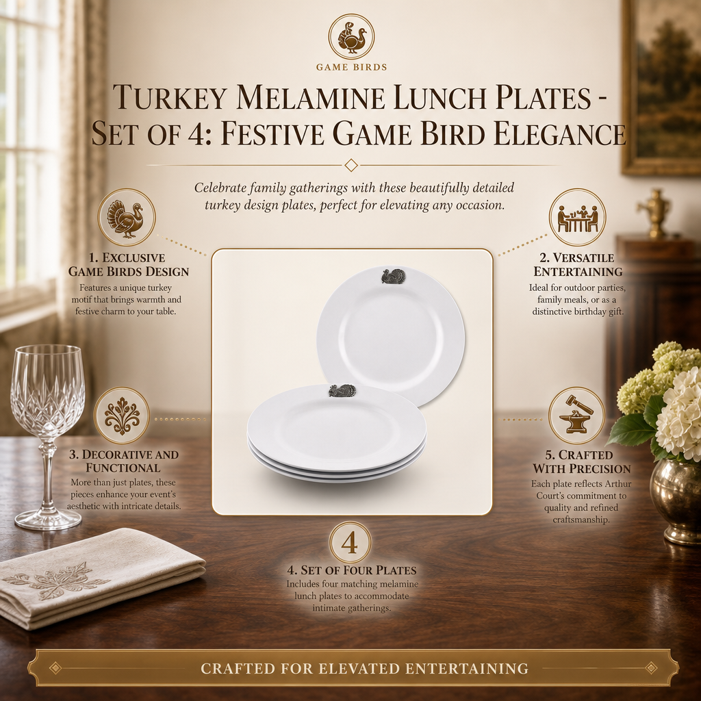 Turkey Melamine Lunch Plates - Set of 4: Festive Game Bird Elegance