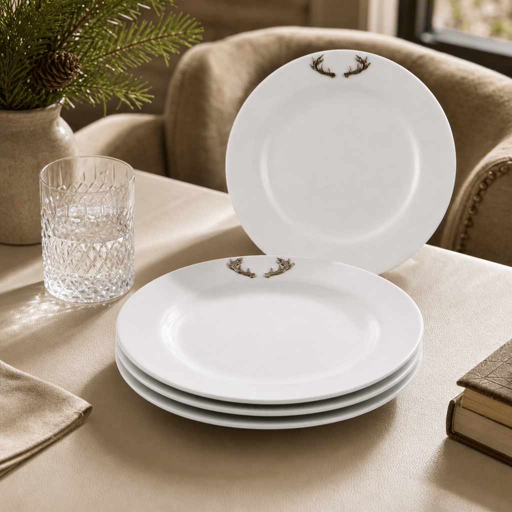 Elk / Deer Antlers Melamine Lunch Plates - Set of 4 1