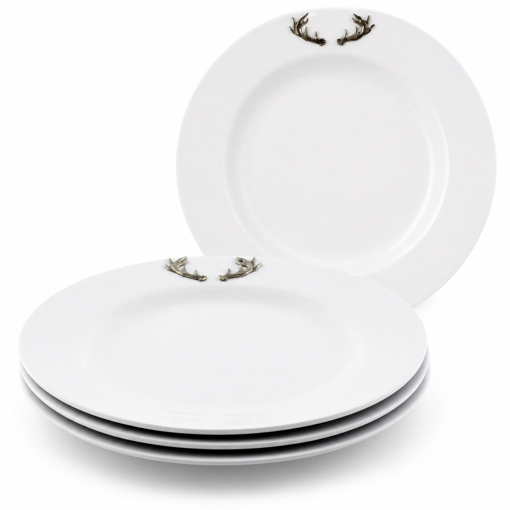 Elk / Deer Antlers Melamine Lunch Plates - Set of 4 1