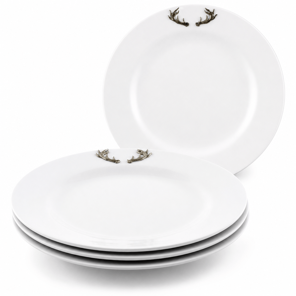 Elk / Deer Antlers Melamine Lunch Plates - Set of 4 1