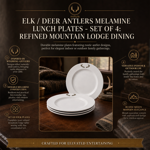 Elk / Deer Antlers Melamine Lunch Plates - Set of 4 9