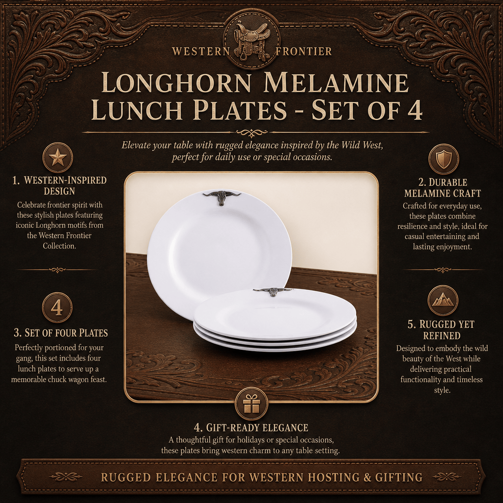 Longhorn Melamine Lunch Plates - Set of 4
