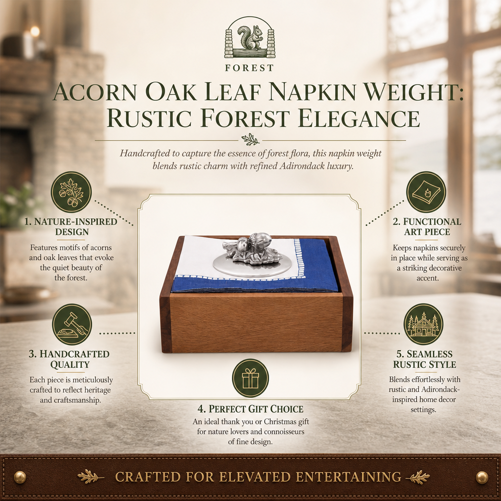 Acorn Oak Leaf Napkin Weight: Rustic Forest Elegance