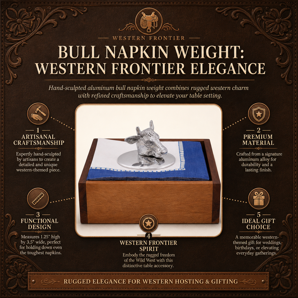 Bull Napkin Weight: Western Frontier Elegance