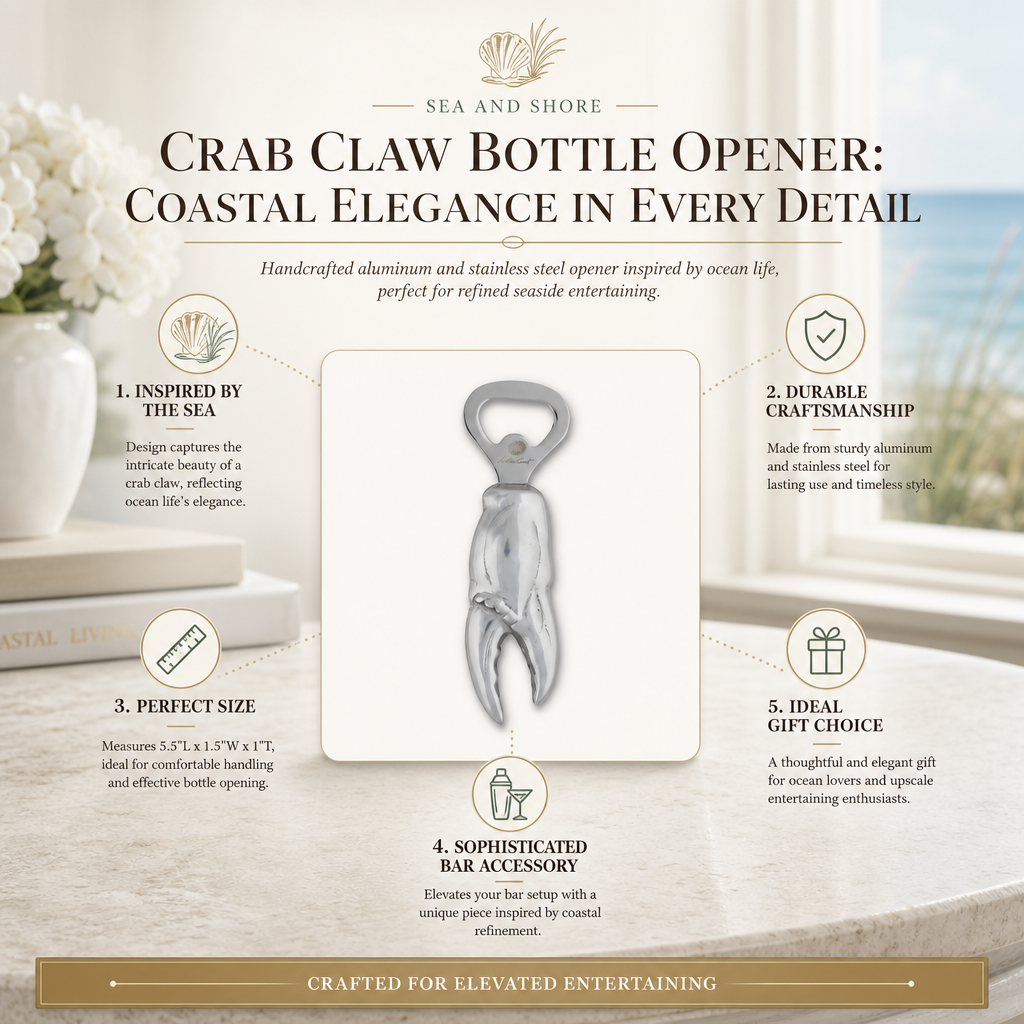 Crab Claw Bottle Opener: Coastal Elegance in Every Detail