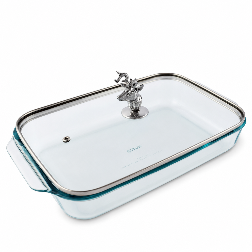 Deer Head Lid with Pyrex 3 quart Baking Dish 1