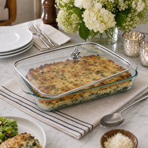 Fleur-de-Lis Lid with Pyrex 3 quart Baking Dish 5