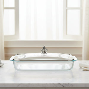 Fleur-de-Lis Lid with Pyrex 3 quart Baking Dish 9