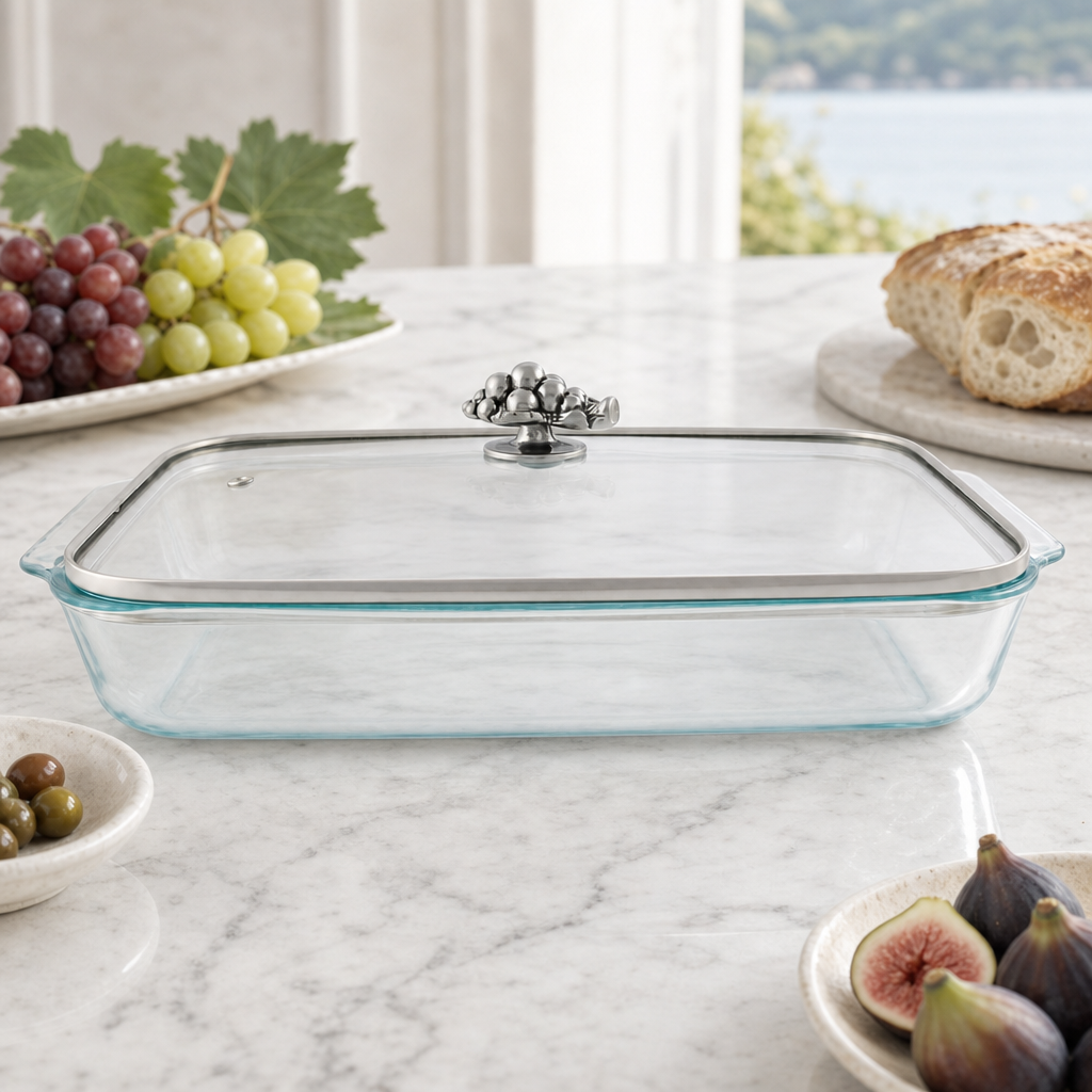 Grape Lid with Pyrex 3 quart Baking Dish 6