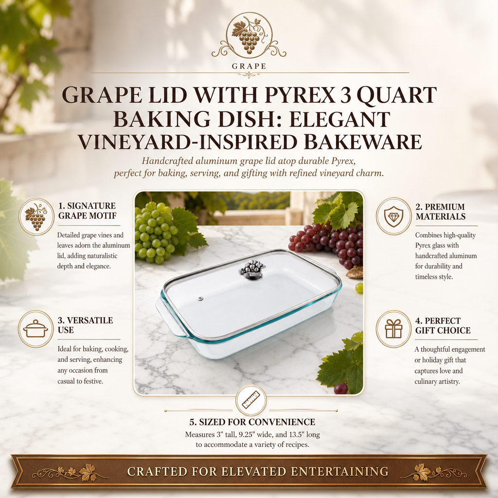 Grape Lid with Pyrex 3 quart Baking Dish 8