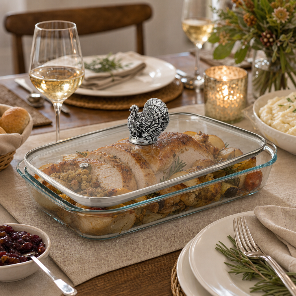 Turkey Lid with Pyrex 3 quart Baking Dish 5
